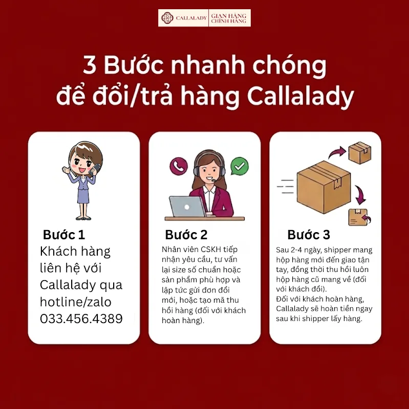3 bước nhanh chóng để đổi/trả hàng Calla Lady